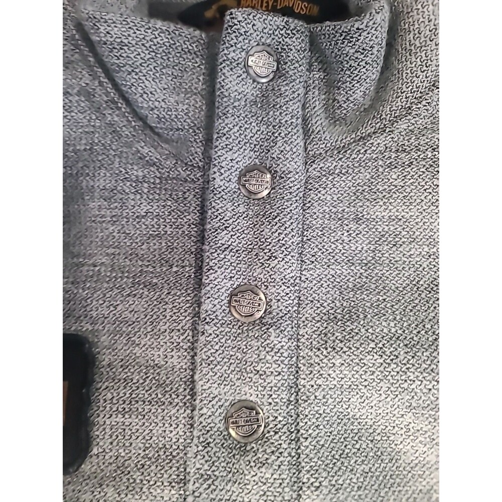 Harley Davidson 1/4 Button Heavy Sweater Sweatshirt Grey Size 2xl Pullover - Picture 6 of 13